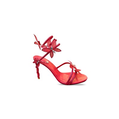 RENE CAOVILLA MARGOT RED BUTTERFLY SANDAL 95 103027 RENE CAOVILLA MARGOT RED BUTTERFLY SANDAL 95 103027